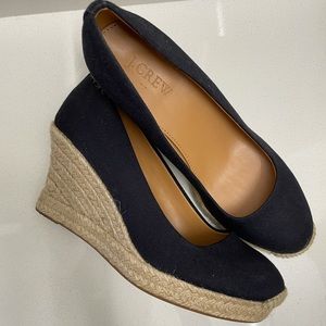 NWOT J. Crew Navy Blue Seville Espadrille Wedges